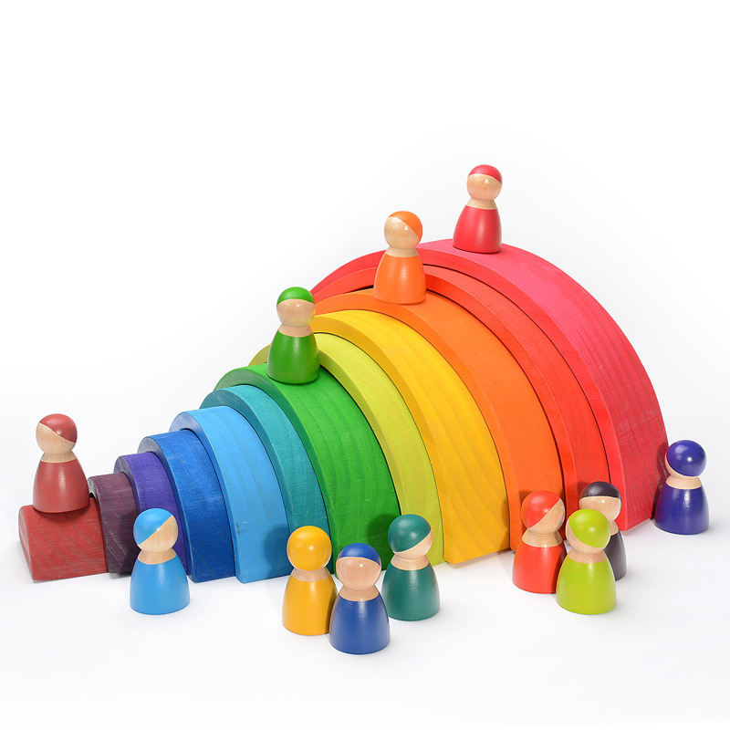 Bloques de arcoíris de madera, - Kids Educational Box reseña y precio